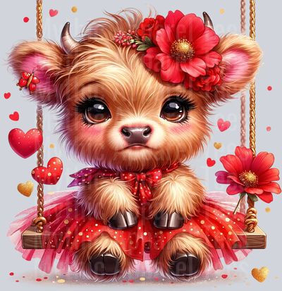 Cute Highland Cow Baby Red DTF Precious Highland Cow Transfers