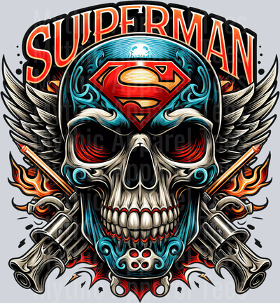 Superman Head Logo Skull Pt 2 DTF Superhero Transfers