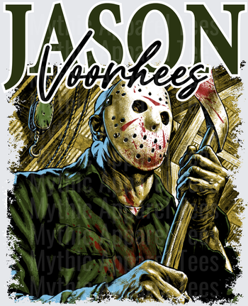 Jason Voorhees Friday the 13th Blood Splattered Hockey Mask Axe Graphic Horror Portrait