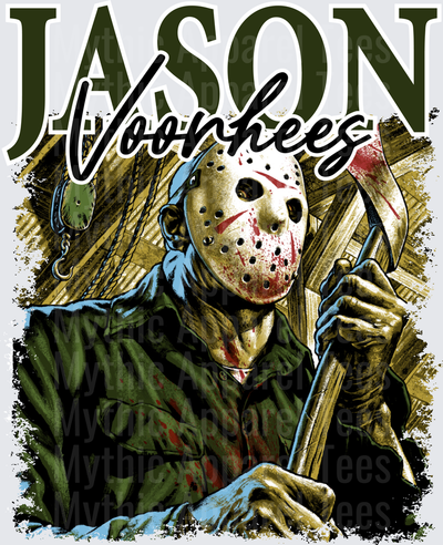 Jason Voorhees Friday the 13th Blood Splattered Hockey Mask Axe Graphic Horror Portrait