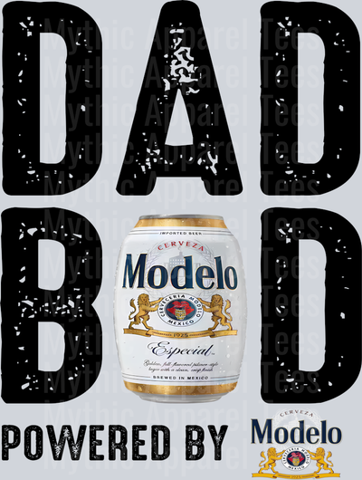 Dad bod powered by modelo black white DTF Drink Transfers