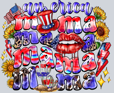 America Mama 4th of july DTF Patriotic Transfers