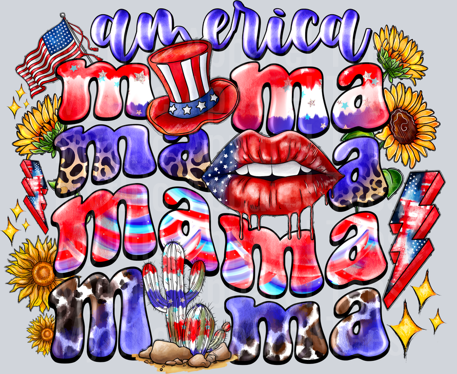 America Mama 4th of july DTF Patriotic Transfers