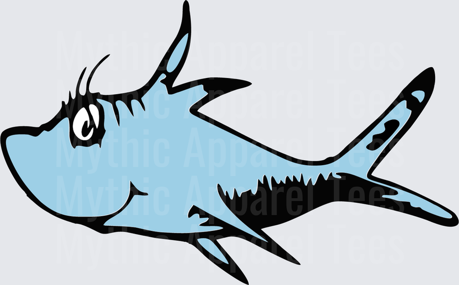DR Seuss One Fish Two Fish Blue Fish Cartoon Illustration