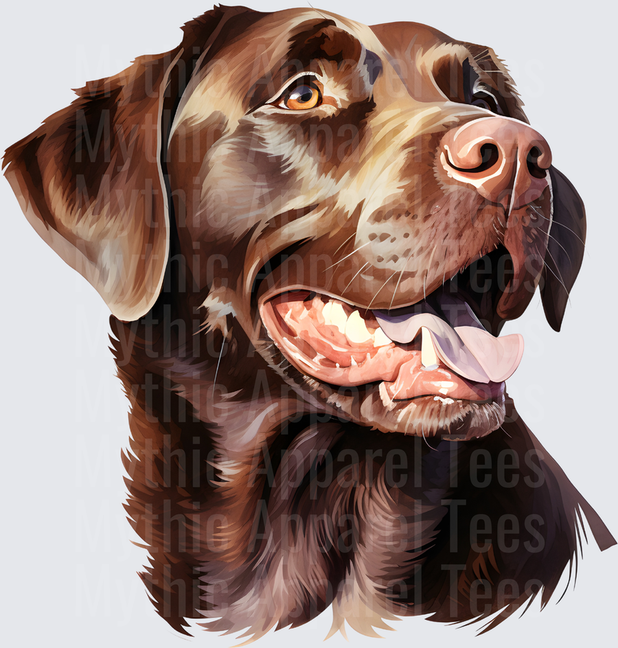 Smiling Chocolate Labrador Retriever Portrait with Warm Amber Eyes and Happy Expression