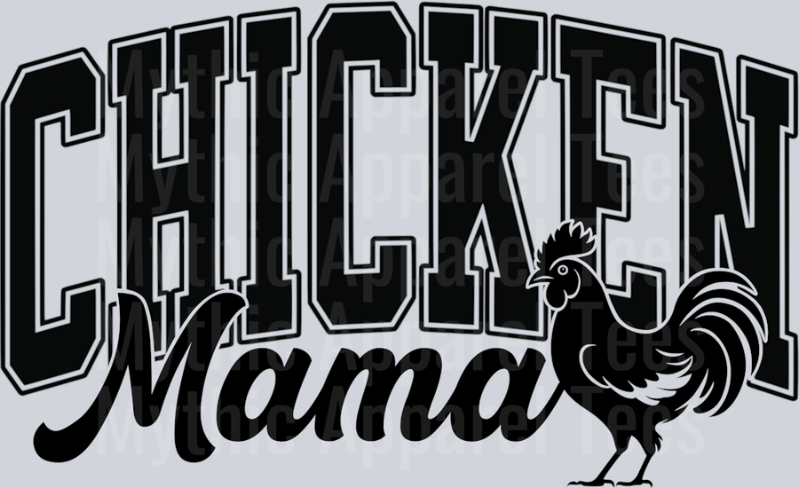 Chicken Mama Varsity Letters Black
