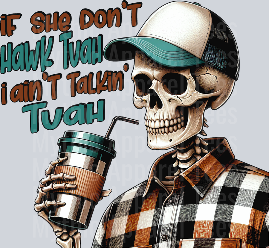 Hawk TUAH skeleton DTF Skeleton Transfers