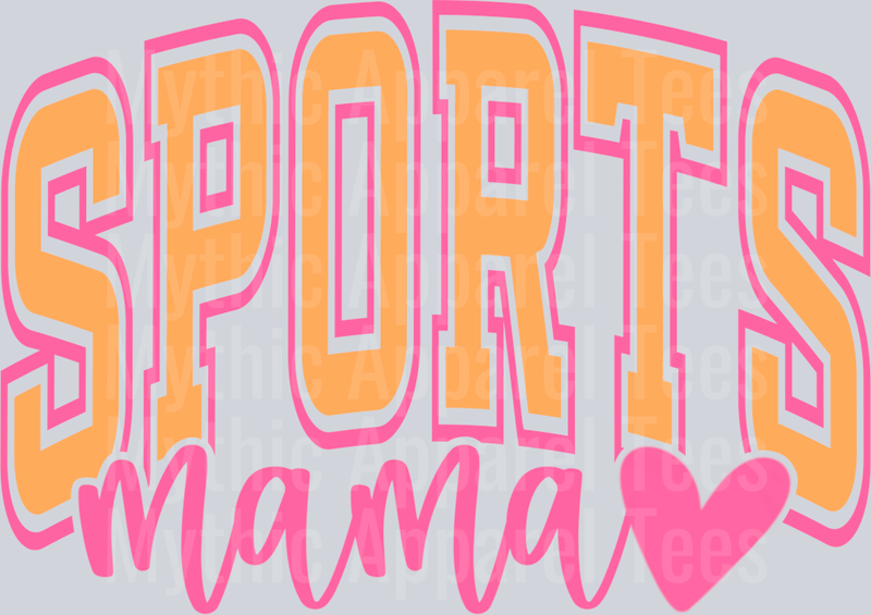 Sports Mama Orange and Pink Varsity Letters