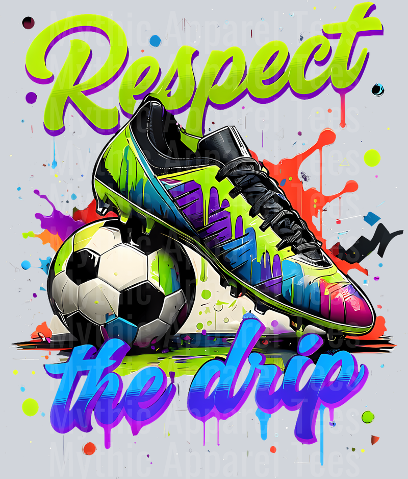 Respect The Drip blue Soccer Ice Cream Drip With Sprinkles DTF Soccer Transfers