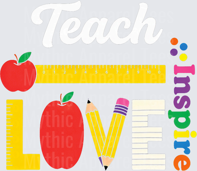 Teach Love Inspire Teacher Appreciation Colorful Ruler Apple Pencil School Supplies Design