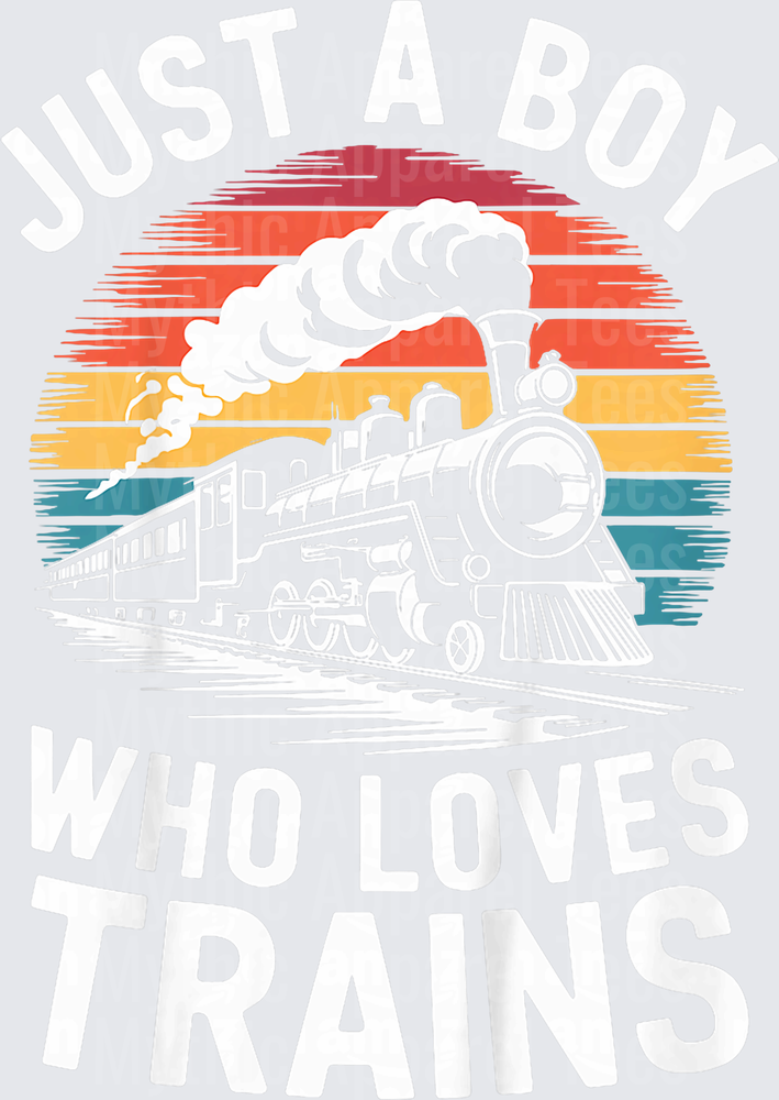 Trains Just A Boy Who Loves Trains Retro Sunset Steam Engine