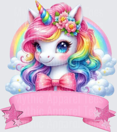 Peppa Pig Cute Rainbow Unicorn Pink Bow Floral Banner Stars