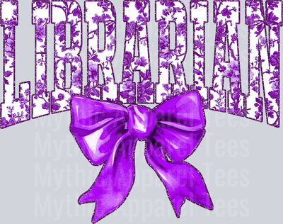 Purple Librarian College Font Floral Teacher Design