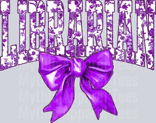 Purple Librarian College Font Floral Teacher Design