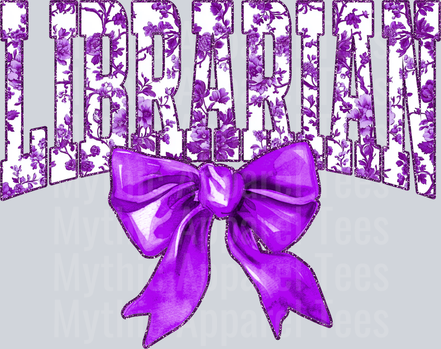 Purple Librarian College Font Floral Teacher Design