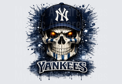 MLB Skulls New York Yankees Glowing Eyes Skull Navy Cap