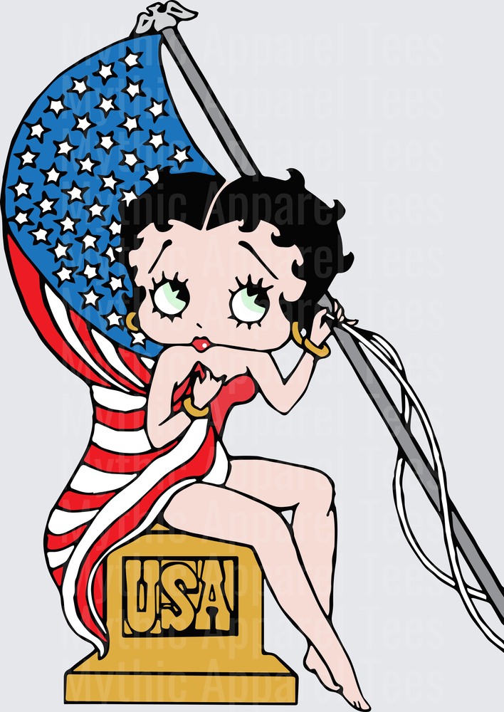 Betty Boop Patriotic USA Pedestal American Flag Pose