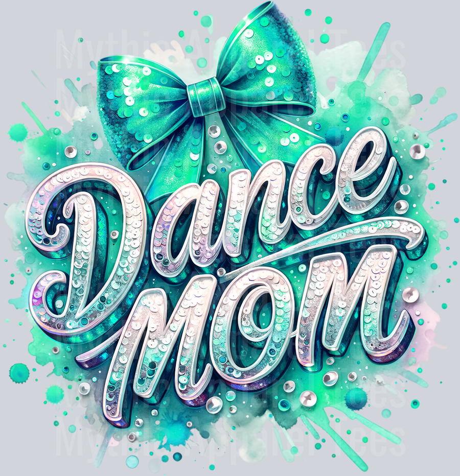 0019 Dance Mom Sequins Mint DTF Dance Mom Transfers DTF Dance Mom Transfers