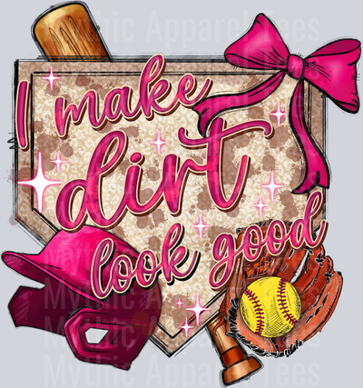 I make dirt look good pink softball back DTF Softball Transfers