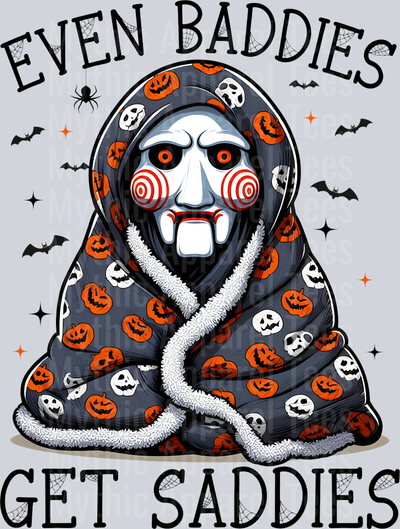 Jigsaw Even Baddies Get Saddies Halloween DTF horror Movie Transfers