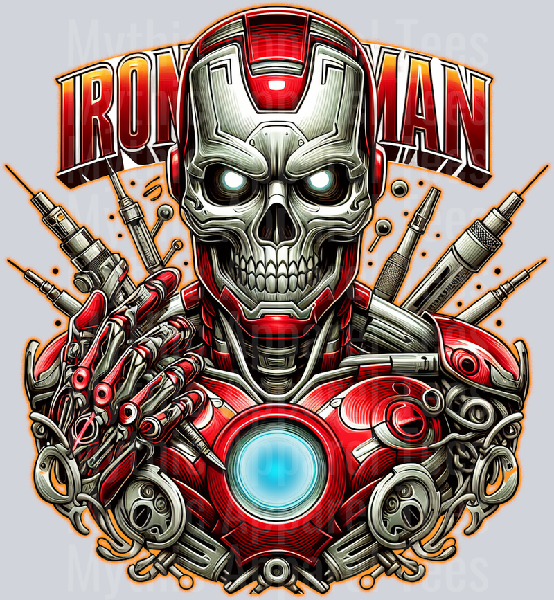Ironman Arc Reactor Skull Pt 2 DTF Superhero Transfers