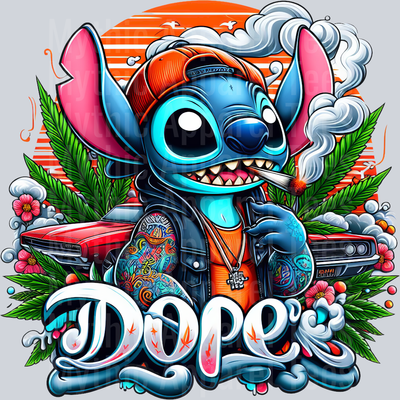 Stitch 4 Smoking Pop Culture DTF Weed Transfers