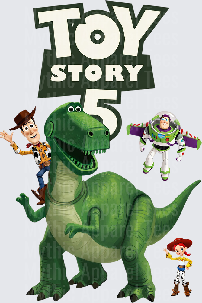 Toy Story 5 Woody Buzz Jessie Rex Character Group Logo