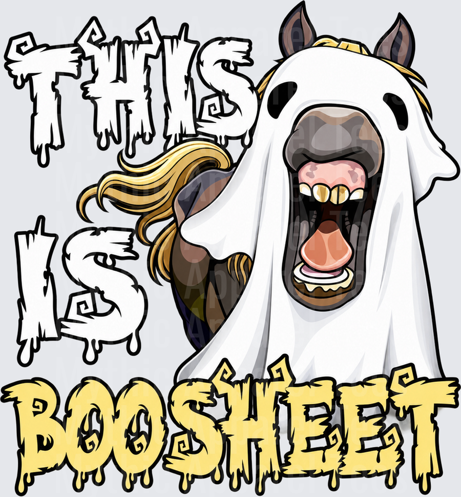 Horses Halloween This Is Boo Sheet Funny Ghost Horse Wearing Sheet Costume Wide Open Mouth