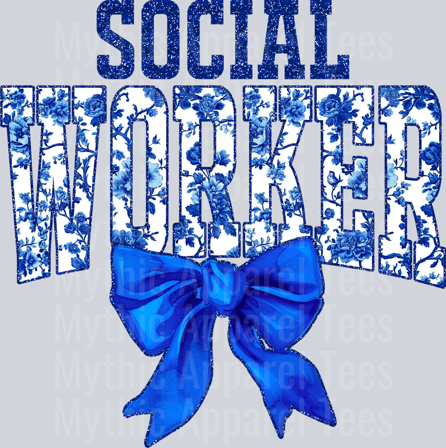 Blue Toile Social Worker