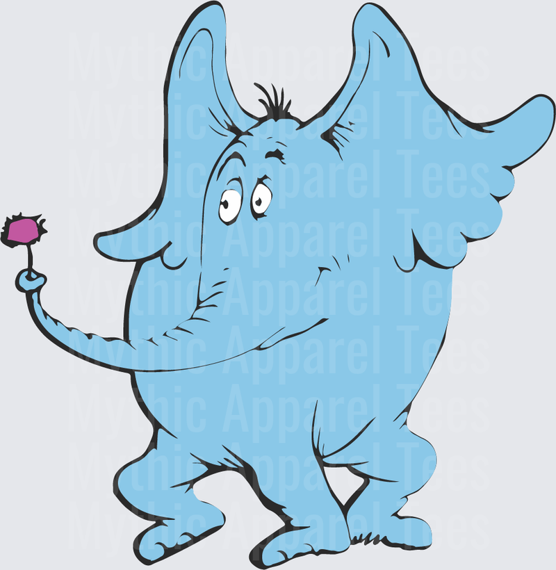 DR Seuss Horton Hears a Who Blue Elephant Holding Flower