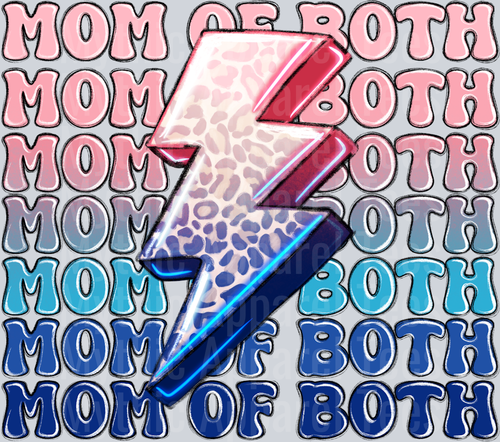 Mom of both pink and blue lightning bolt DTF Mom Transfers