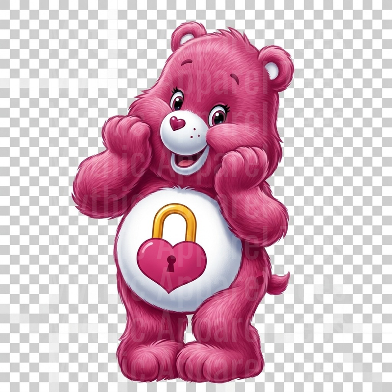 Care Bears Secret Bear Pink Heart Padlock Tummy Symbol