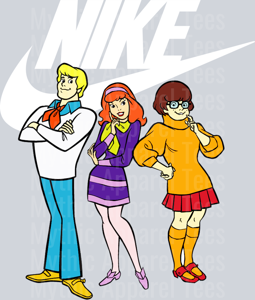 Scooby Doo White Swoosh JUST DO IT DTF Nike Transfers