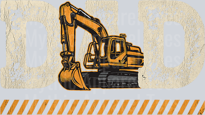 Dad with Excavator Caution Tape DTF Dad Transfers