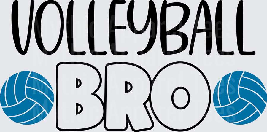 Volleyball Brother Bro Bold Text Blue Volleyballs Design