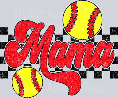 Red Checkered Softball Mama