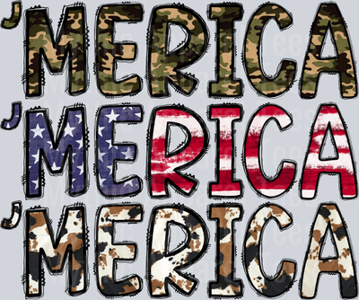 Merica 2 multiplied prints 4th of July DTF Patriotic Transfers