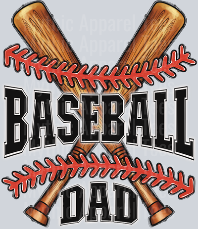 Baseball Dad Bat and Ball DTF Baseball Transfers