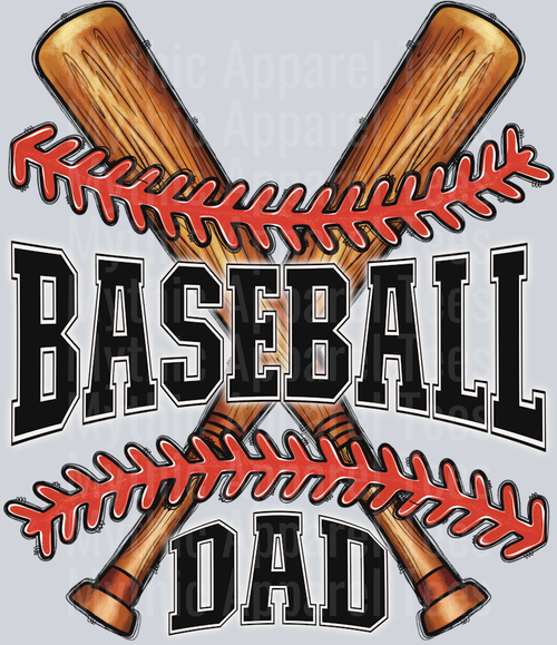 Baseball Dad Bat and Ball DTF Baseball Transfers