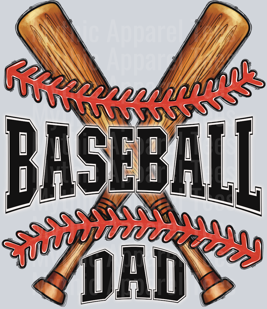 Baseball Dad Bat and Ball DTF Baseball Transfers