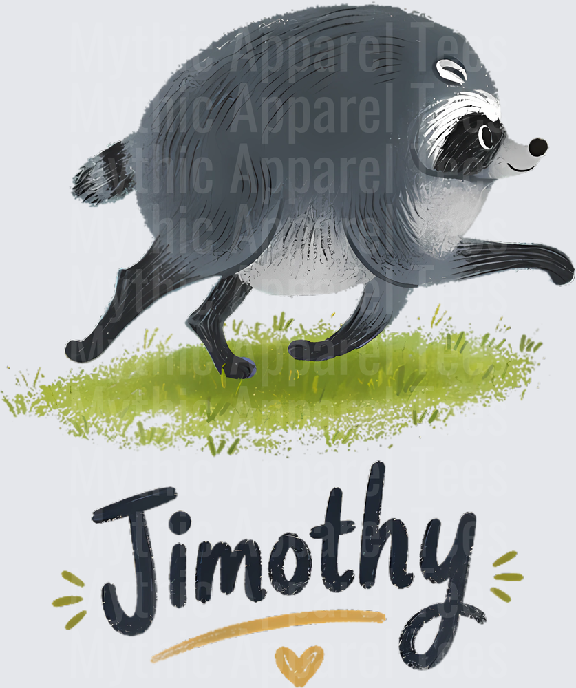 Jimothy the Running Raccoon on Grass with Heart