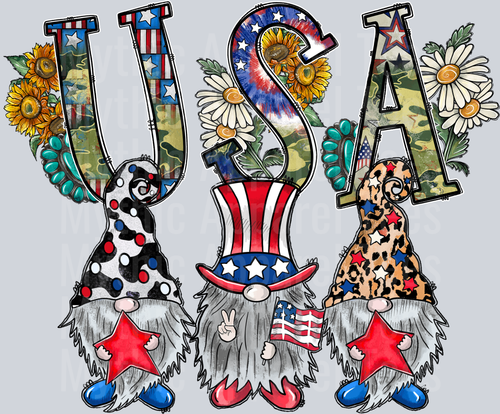 USAG nomes with hearts and stars camo 4th of July DTF Patriotic Transfers
