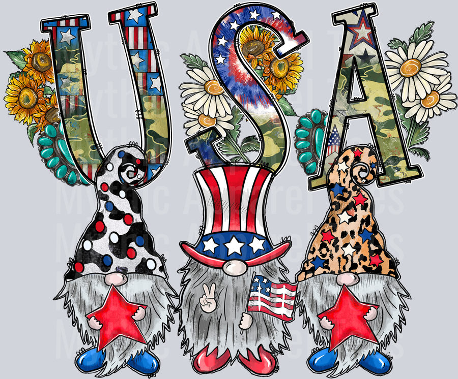 USAG nomes with hearts and stars camo 4th of July DTF Patriotic Transfers
