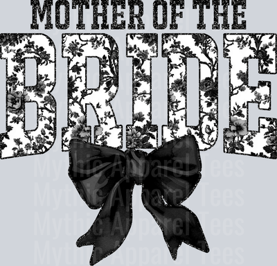 Black Mother Of The Bride College Font With Bow Floral Pattern Wedding