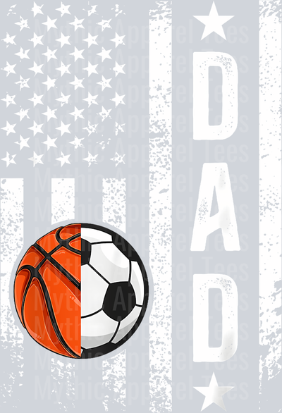 38 Basketball Soccer Dad Us Flag Soccer Basketball Father T-Shirt