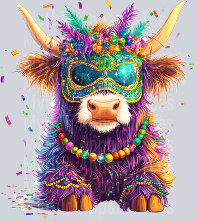 AZ785 Mardi Gras Highland Cow