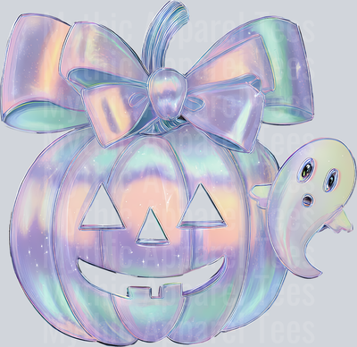 TD Iridescent Ghost Pumpkin PNG, Coquette Halloween Design, Iridescent Ghost Pumpkin Design, Halloween PNG, Girly Halloween Png, Cute Ghost Pngg 2
