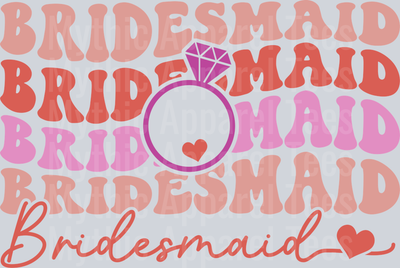 Bridesmaid Retro with Ring DTF Bridesmaid Transfers