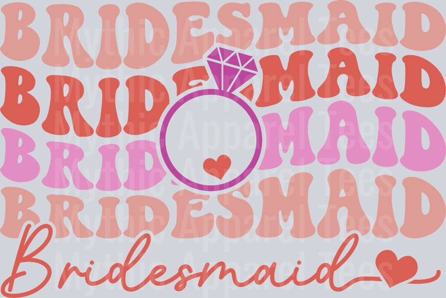 Bridesmaid Retro with Ring DTF Bridesmaid Transfers