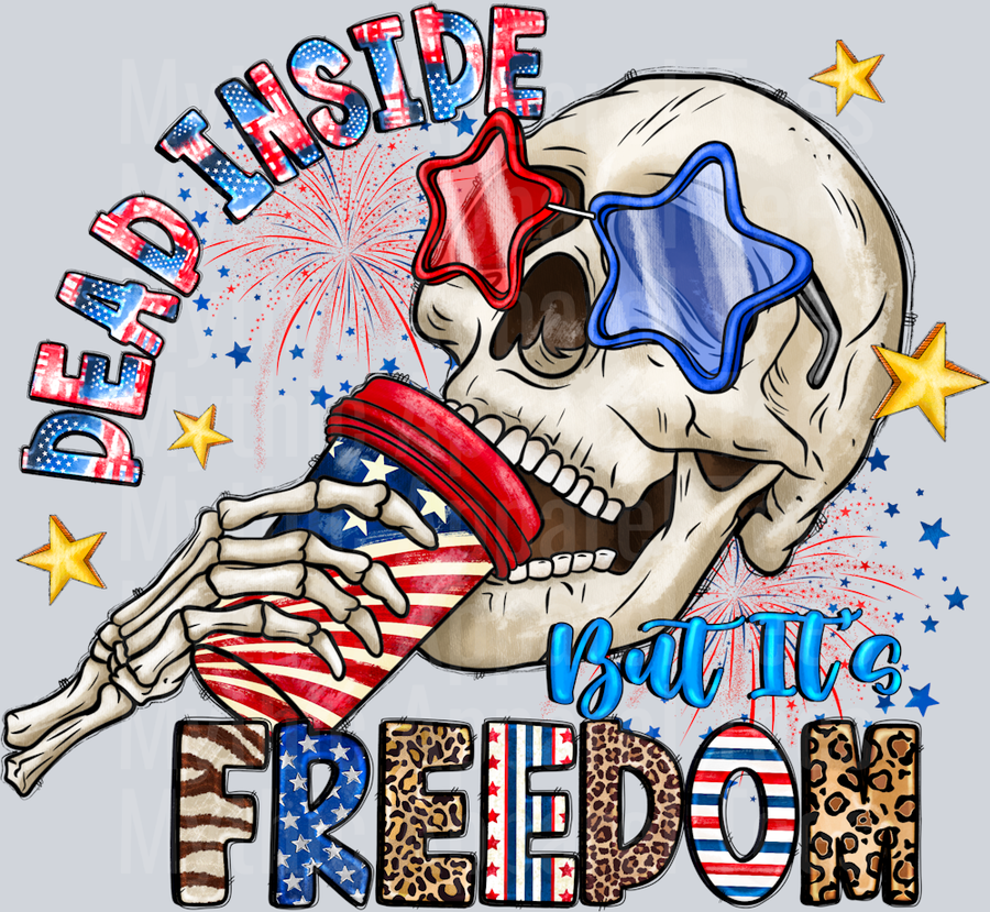 Dead Inside But Freedom 4th of july skull Patriotic